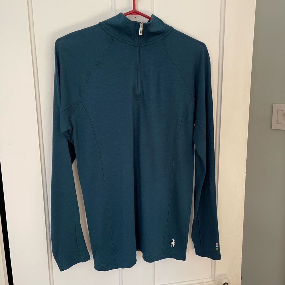 Smartwool Teal Quarter-Zip Merino Wool Base Layer